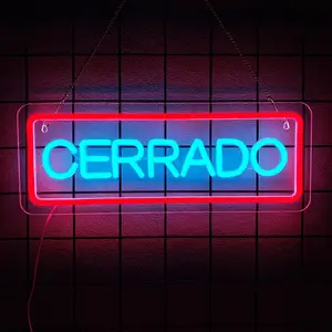 Cerrado LED Neon Closed Sign for Business, Sorry We’re Closed Signs, USB Powered Spanish Closed Sign for Party, Bar, Salon, Stores, Hotel, Wall Decor, Clubs, office, Hotels