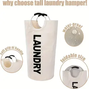1 foldable laundry bag, independent hanging rack, high-quality laundry basket, handle ring with a semi-ring design for safer and more durable connection. Foldable laundry basket, laundry storage, clothes organizer, space-saving design, portable laundry ba