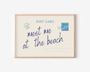 [UNFRAMED POSTER] Vintage Beach Postcard Poster: Trendy Coastal Wall Art