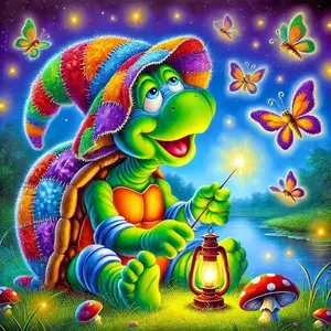 5D DIY Diamond Painting Kit, Diamond Art Tools, Craft, Turtle Butterfly Mushroom Mosaic, Canvas Art, Home Wall Decor, Perfect for Birthday, Anniversary Gifts
