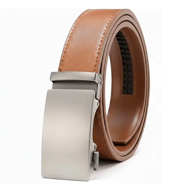 Men's 35mm Ratchet Leather Belt - Customizable Fit, Effortless Style, Adjustable Fashion Accessory