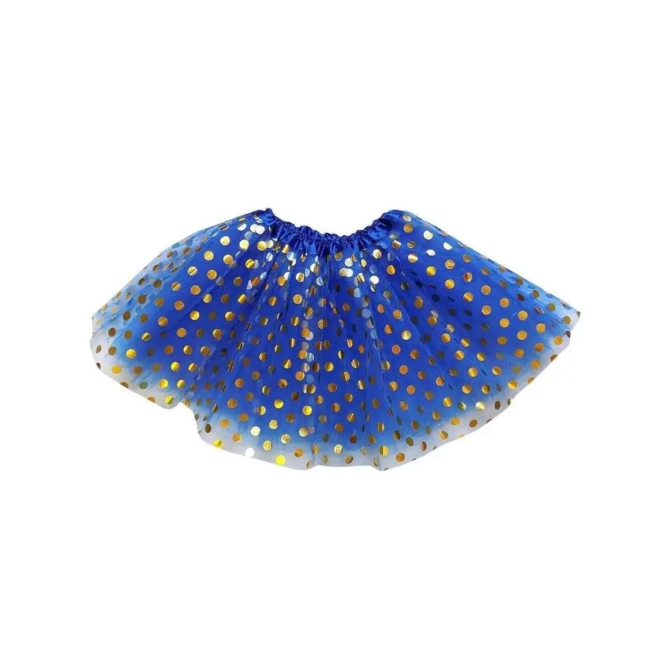 Royal Blue and Gold Polka Dot Tutu Skirt Costume for Girls, Women, Plus