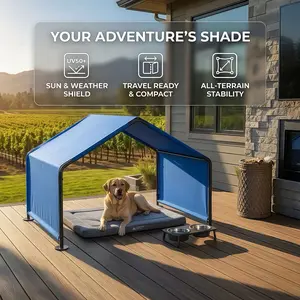 Outdoor Dog Sunshade, Waterproof Sun & Weather Resistant Pet House, Indoor & Outdoor Pet Shelter, Ventilated & Portable, Blue