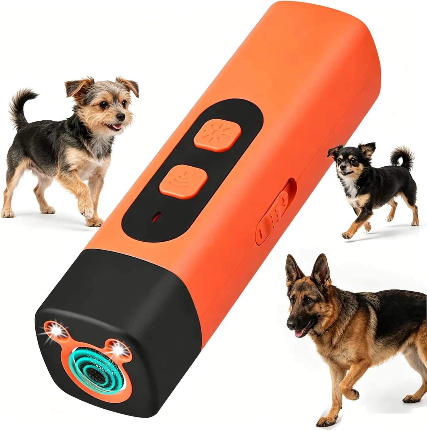 Rechargeable Ultrasonic Anti-Bark Dog Training Device, 30FT Range Behavior Aid with LED Flashlight, Portable for Indoor & Outdoor Use