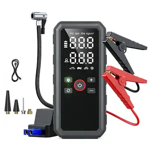 5-in-1 Portable Car Jump Starter & 150PSI Tire Inflator, 6000mAh Power Bank, Cordless Air Compressor, Digital Tire Pressure Gauge, Emergency LED Light, USB-C Fast Charging, Auto Shut-Off Pump for Cars, Motorcycles, Bikes, Balls, SUV Road Trip Essentials