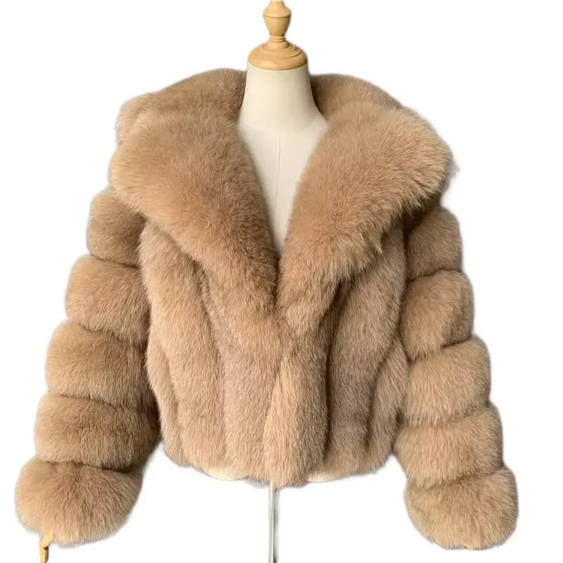 Women Thick Warm Faux Fox Fur Coats Turn Down Collar Cardigan Long Sleeve Outerwear High Street Autumn Winter jackets