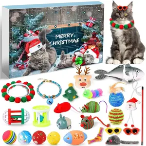 ✨2024 Christmas Countdown Cat Toys Advent Calendar  For Kitten With Mice Balls Bells Countdown Calendar Assorted Cat Toys Christ