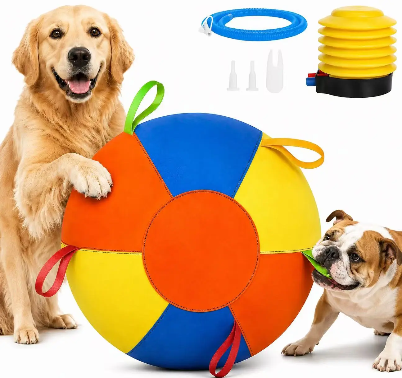 Heavy Duty 22" Herding Ball for Large Dogs — Thickened Bladder, 6 Grab Tabs, Reinforced Nylon Stitching & Quick-Inflation Design chase toy