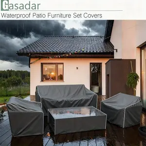 Outdoor Furniture Waterproof Cover, 4-Piece Set for Patio Sofa, Lawn Chair, Coffee Table, Windproof Buckle Strap