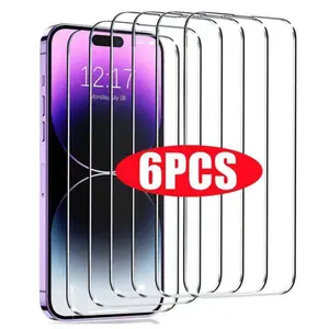 6Pcs Screen Protectors Tempered Glass for iPhone 11/ 12/ 13/ 14/ 15/ 16, XS MAX, XR, X, 7/ 8 Plus, Clear, iPhone Screen Protection, 6 pack