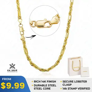 14K Gold Plated Milano Chain for Men Women, 5mm Stainless Steel Twisted Flat Link Necklace, Multi-Angle Shine,summervibes men's jewelry outdoorfun