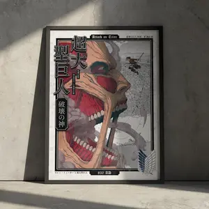 Attack on Titan Manga Panel Poster Print, Colossal Titan Anime Wall Decor, Eren Yeager, Vintage Minimalist Aesthetic, Gift for Anime Fan