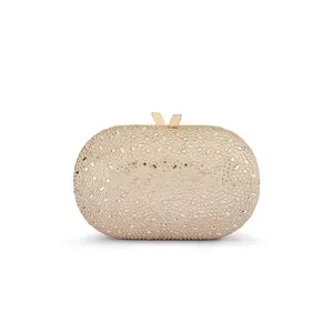 olga berg Faye Oval Clutch in Gold