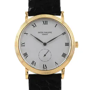 Pre-owned Patek Philippe 18K Yellow Gold (Au750) Small Leather Goods Calatrava Yellow Gold Watch