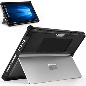 Shockproof Silicone Case for Microsoft Surface Pro 3/4/5/7, Surface Go 1/2/3/4, Full Body Protective Cover with Built-in Kickstand & Pen Holder, Rugged Soft TPU Shell for Surface Tablet, Compatible with Type Cover Keyboard