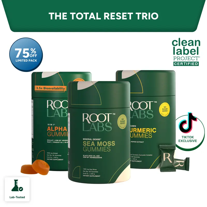 The Total Rest Trio | Alpha + Sea Moss + Turmeric Gummies | New Year New Me Edition | Energy, Recovery & Daily Balance | Start 2026 Strong | Vegan Wellness Bundle