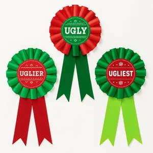 Festive Ugly Sweater Contest Award Ribbons - 3 Pack