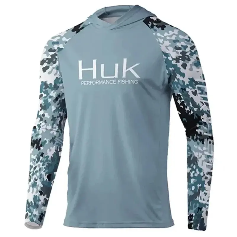 Hooded Fishing Shirts Upf 50 Long Sleeve T Shirt Sun Protection Fishing Clothing Breathable Fishing Hoodies Camisa De Pesca HUK