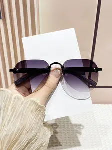 Women's Metal Vintage Oval Frameless Glasses, High-End Luxury Fashion Accessories, Perfect for Parties and Festivals, Unisex Modern Eyewear
