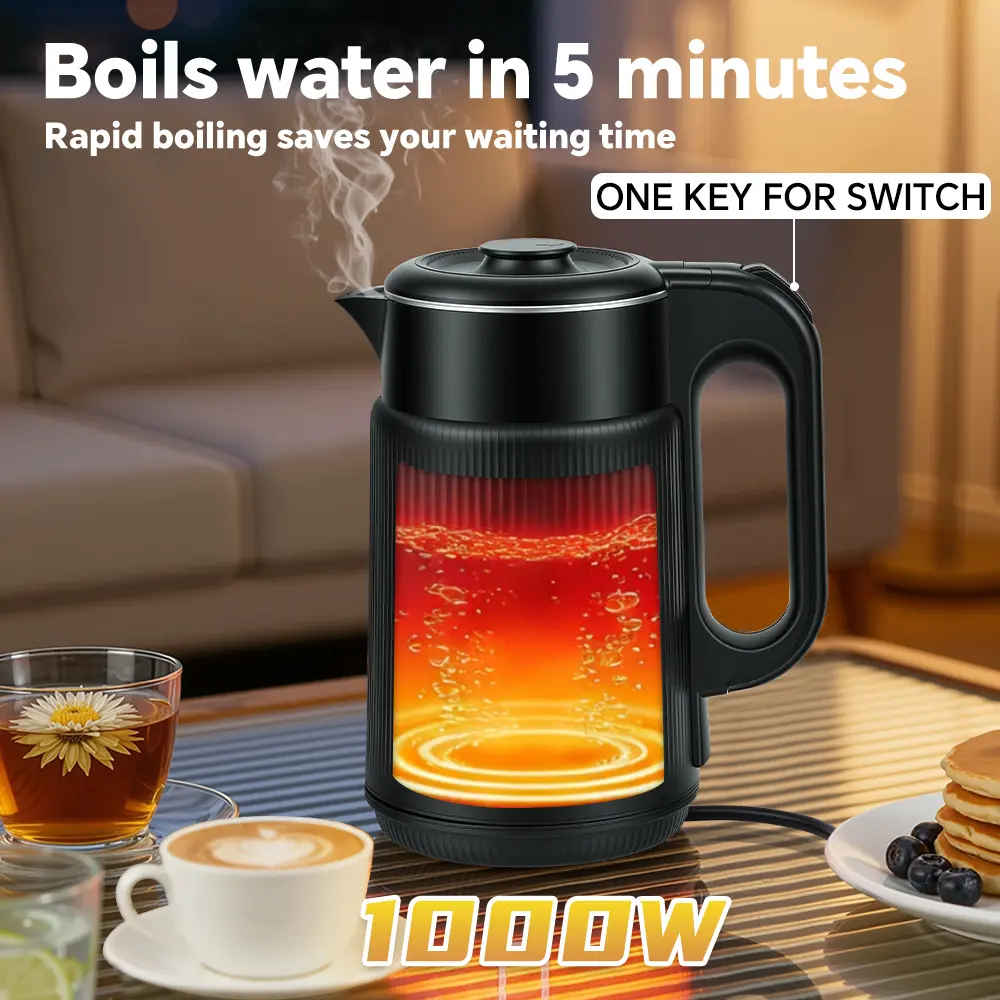 1.7L Electric Kettle Double Wall Stainless Steel Fast Boiling Hot Water Boiler with Auto Shut Off & Boil Dry Protection