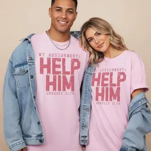 Comfort Colors Christian Couples Matching Shirts, Lead Her & Help Him Tees, Christian Couple Shirt My Assignment Lead Her Help Him, Faith Couple Tee