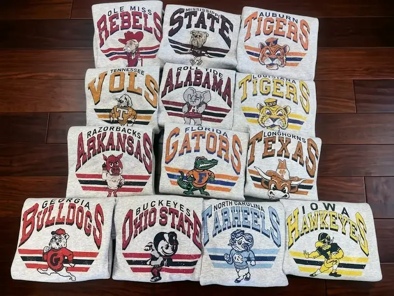 Vintage College Football Sweatshirt, Unisex Crewneck for Game Day Fans, Classic Football Sweatshirt, Graphic Print, Soft Cotton