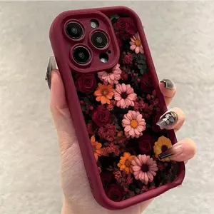 Chrysanthemum Rose Design Shockproof Ultra-Thin Phone Case, Full Camera Lens Protection Soft Cover for iPhone 17/16/15/14/13/12/11 Plus Pro Max