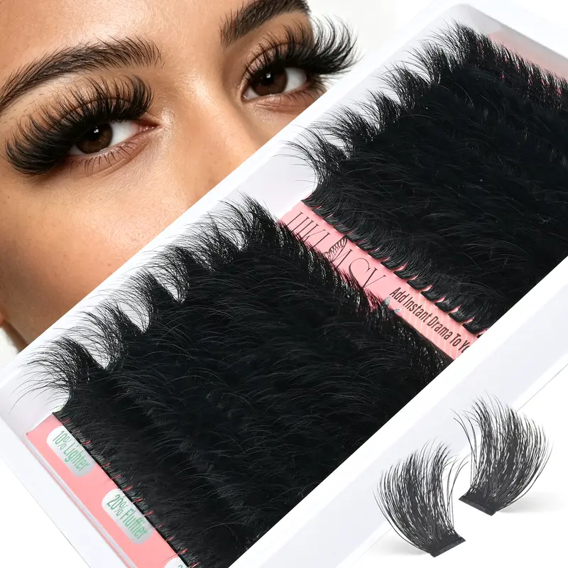 HK HIKLASY Volume Focused Soft Eyelash Clusters, Salon-Quality 300D 0.07mm Thick D-Curve Lashes, 16-25mm Reusable Easy-to-Apply Extensions for Youth Dramatic Makeup