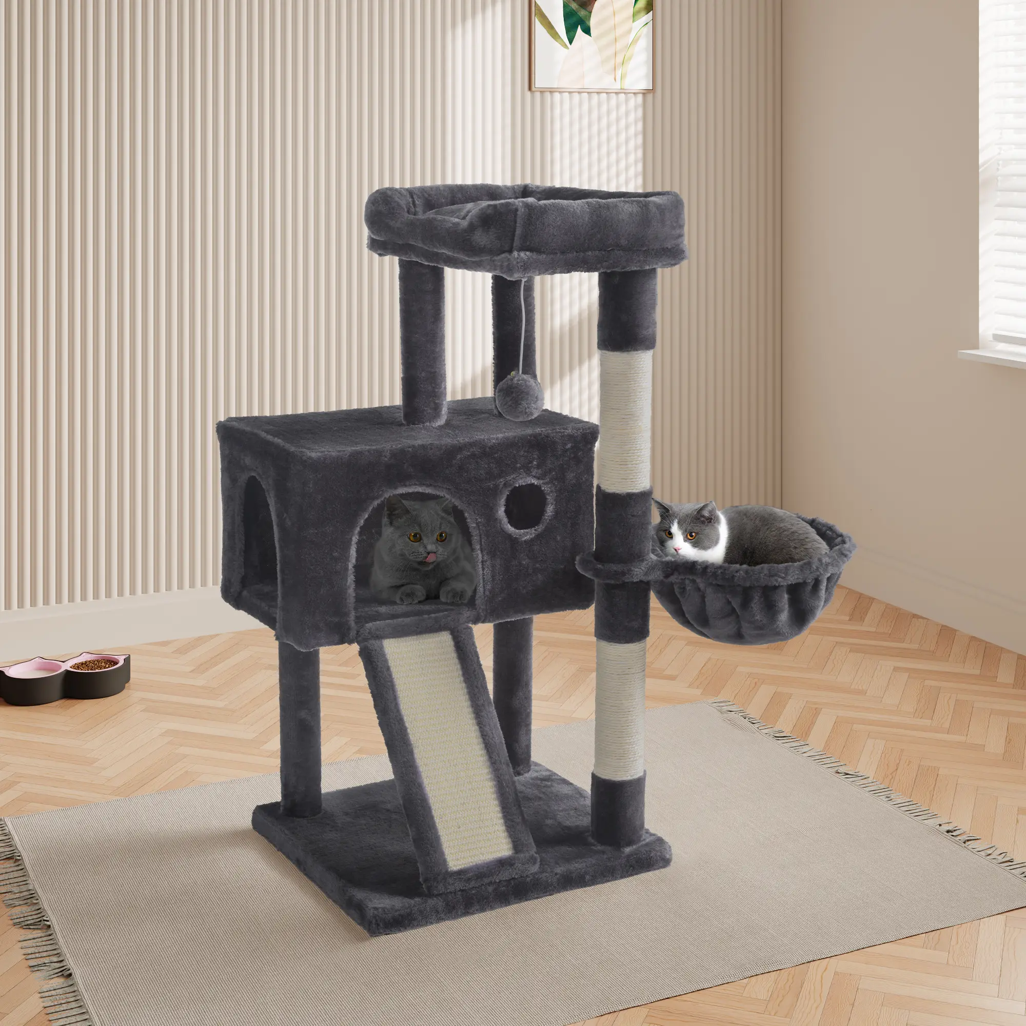 MUTICOR 36 In Cat Tree Tower with Cat Hammock, Sisal Scratching Post for Indoor Cats, Small Room#TikTokShopfalldealsforyou#ChristmasGifts #WinterFashi