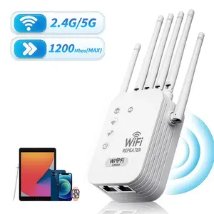 WiFi Range Extender with 6 Antennas,Dual Band WiFi Booster,1200Mbps,WiFi Extender Signal Booster,Covers Up to 12,000 Sq.ft and 100 Devices,Repeater & Ethernet Port
