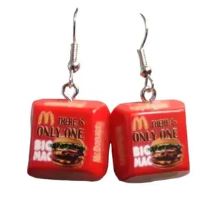 McDonald’s Big Mac earrings, Food Earrings, Novelty Earrings, Snack Earrings, Dangle Earrings, Silly Earrings, Fast Food Earrings