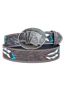Vintage Fashion PU Leather Cowboy Belt with Alloy Buckle, Unisex Casual Denim Accessory, Perfect Gift for Men, Suitable for Various Occasions, Western Concho Belts