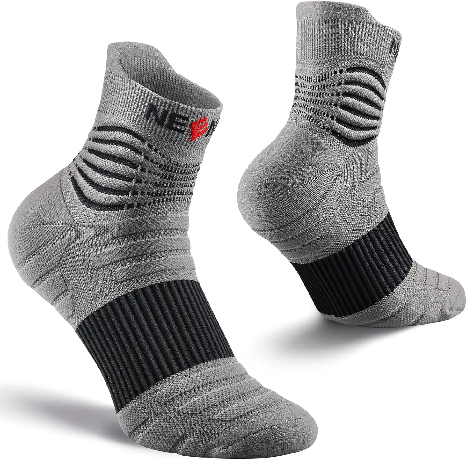 NEENCA Sports Running Socks, Ankle Cut Athletic Socks with Breathable 3D Knit, Arch Support, and Ankle Tuck Technology for High Impact Workouts, High Impact Sports Socks