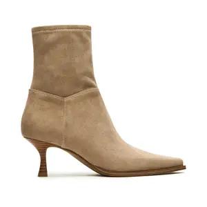 Steve Madden Womens Stasia Pointed Toe Zippered Casual Boots Ankle Mid Heel 2-3" - Beige