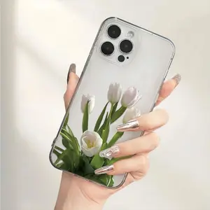 White Tulip Transparent Phone Case, TPU Shockproof Full Protection Case, Suitable for iPhone 17/16/15/14/13/12/11 PRO MAX PLUS AIR E XS and PROMAX XR, Ideal Gift for Friends and Family, ZB424