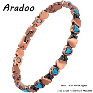 ARADOO Blue Turquoise Copper Bracelets for Women with 3500 Gauss Neodymium Magnets Jewelry Gifts Aradoo