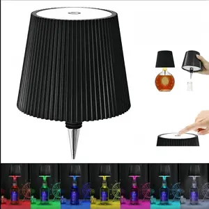 Fine Line Styling Plug-in Touch Cordless Wine BottleLamp, 3 Colors and Stepless Dimming,RGB and 2Color Changing Modes, USB Rechargeable TableLamp,Suitable for Bars,Restaurants,Bedrooms andCamping, Home Decor Light, Rechargeable Wireless Lamp