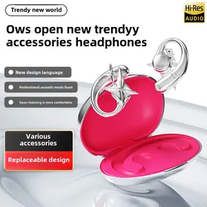 ERDU Wireless Open Ear Headphones-Replaceable Accessories,Open Design,Not Harmful to Hearing,Comfortable and Stable to Wear,Bluetooth 5.4,Stable Connection,Fashion Design Earbuds Headset Audio Silver Electronic three interchangeable ear jewelry