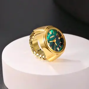 Luxurious Watch Ring – A Unique Fashion Accessory Featuring a Blue Dial and Classic Roman Numerals for a Sophisticated Look