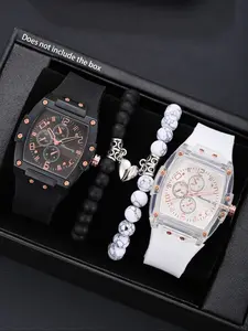 Elegant Fashion Casual Couple Watch Set with Bracelet, Analog Quartz Watch, Perfect Gift for Daily Holidays Birthdays Thanksgiving Valentine's Day