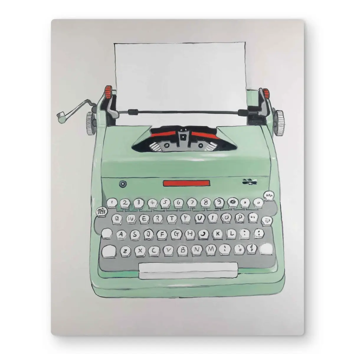 Begin Home Decor C1MP1620FBQT3M 16 x 20 in. Mint Typewriter - Neo Mint Metal Print Wall Art for Home Decor
