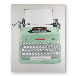 Begin Home Decor C1MP1620FBQT3M 16 x 20 in. Mint Typewriter - Neo Mint Metal Print Wall Art for Home Decor
