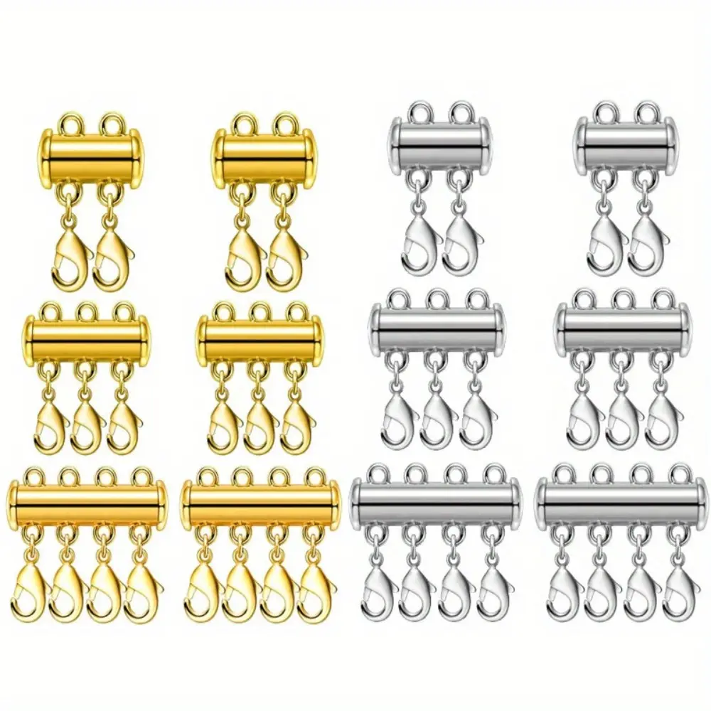 12PCS Necklace Layering Clasps Magnetic Slide Lock Clasp Necklace Connector Multi Strands Slide Tube Clasps (3 Size) summerwins