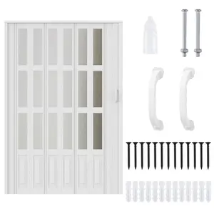 Explorinox 48-72 x 80in Single/Bi Fold Folding Doors, Accordion Doors Interior Folding Door, Acrylic PVC Accordion Door for Closet Bathroom Doorways