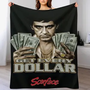 Scarface-themed Luxury Flannel Blanket - Ultra-soft and warm, suitable for sofas, beds, and offices - Home décor, ideal holiday gift.