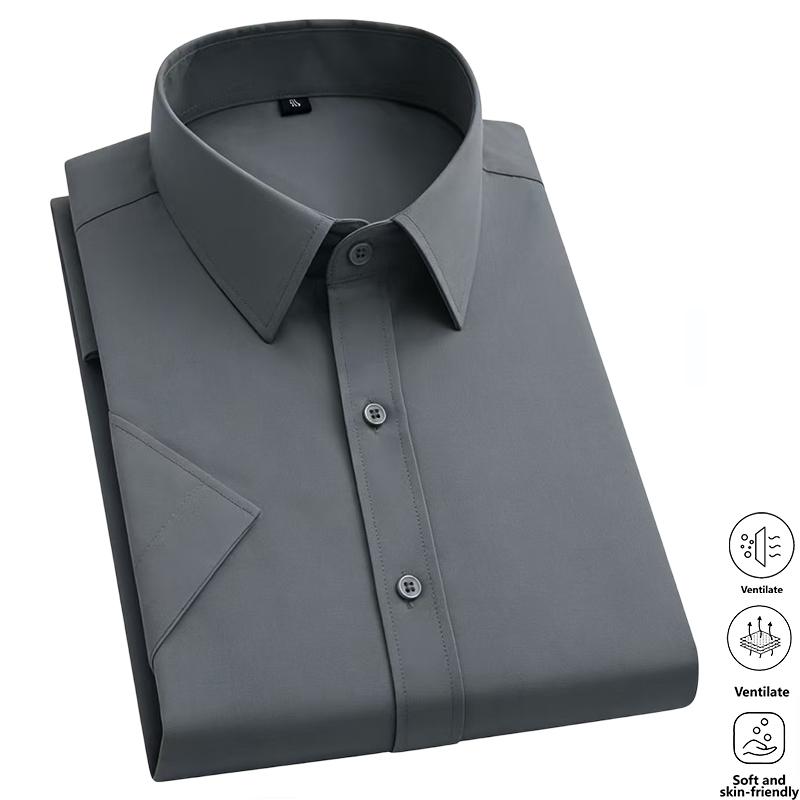 Men’s solid-color dress shirts, 5-pack — a light‑mature professional commuter style. Made from skin‑friendly, breathable, wrinkle‑resistant, non‑iron fabric that’s easy to care for and won’t lose shape. Classic notched lapel, single‑breasted design—simple Men’s solid-color dress shirts, 5-pack — a light‑mature professional commuter style. Made from skin‑friendly, breathable, wrinkle‑resistant, non‑iron fabric that’s easy to care for and won’t lose shape. Classic notched lapel, single‑breasted design—simple