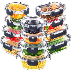 12pcs Glass Food Storage Containers with Lids, Meal Prep, Pantry Kitchen Storage Containers for Lunch, Leak Proof, Airtight Glass Lunch Bento Boxes for Microwave, Oven, Freezer And Dishwasher