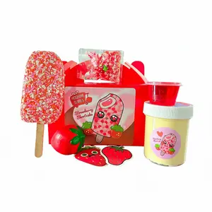 Strawberry Shortcake Crunch Bar Handmade DIY Slime Kit – Thick & Glossy Scented Slime with Clay Form, Sprinkles & Gift Bag, Sensory Play for Ages 8+ – Hoshimi Slimes
