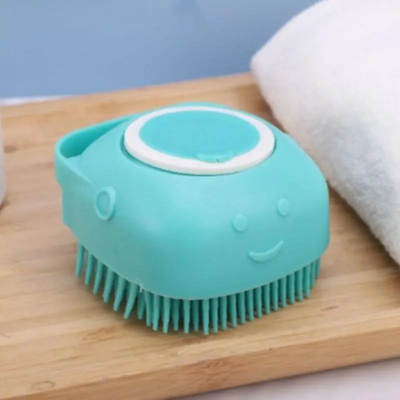 Multifunction Pet Bath Brush, Pet Bath Soap Dispenser Massage Brush, Silicone Massager Shampoo Dispensing Brush with Soft Bristles, Dog Cat Bath Brush