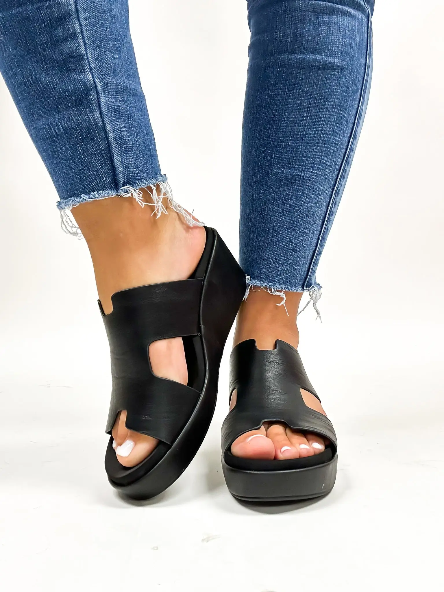 Corkys Black Pucker Up Wedges FINAL SALE